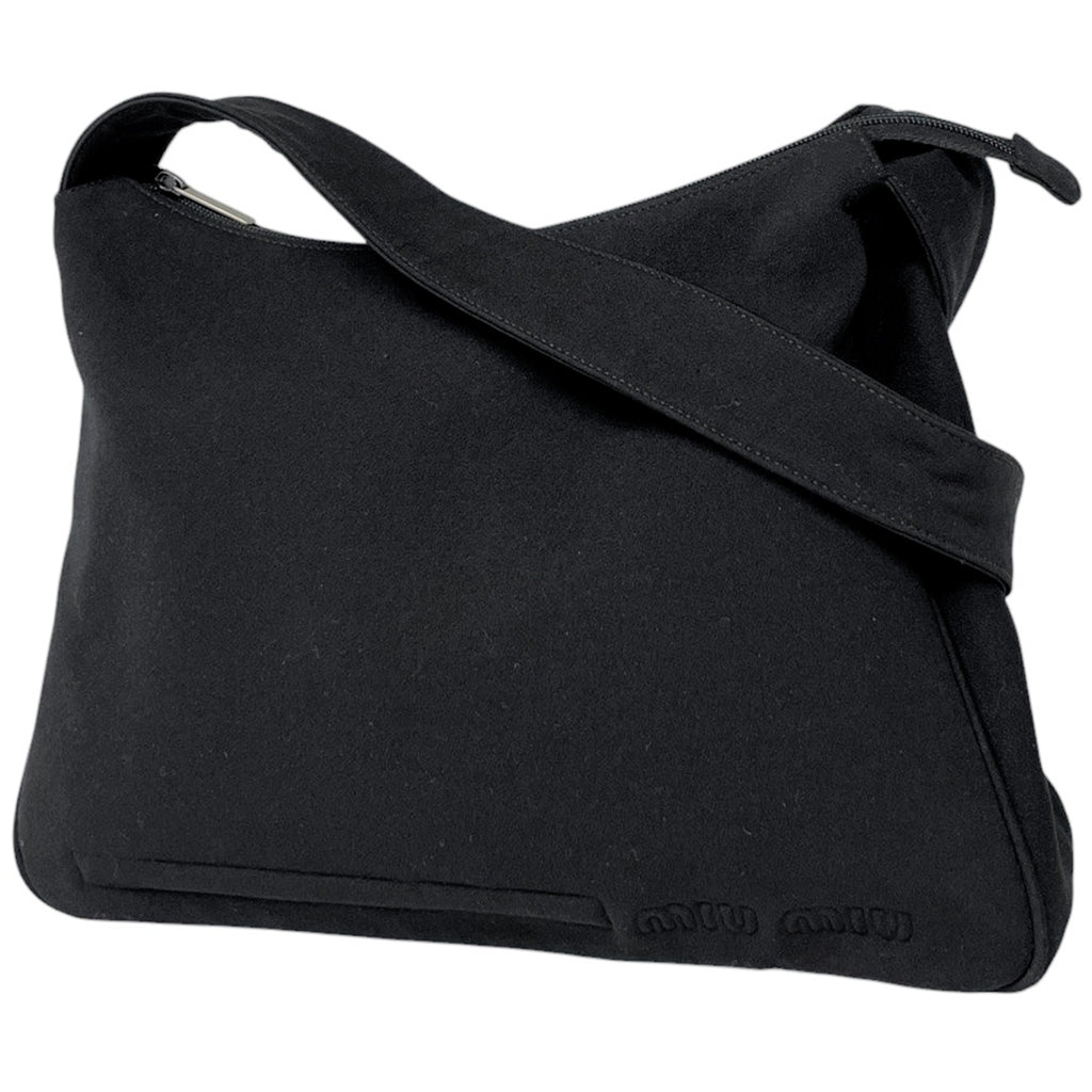 ミュウ ミュウ ロゴ ショルダーバッグ 肩掛け ショルダーバッグ ファブリック ブラック レディース 【中古】brbag