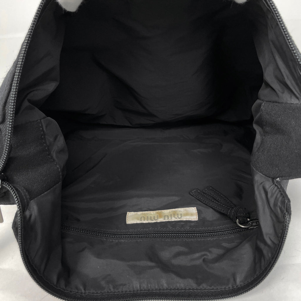 ミュウ ミュウ ロゴ ショルダーバッグ 肩掛け ショルダーバッグ ファブリック ブラック レディース 【中古】brbag