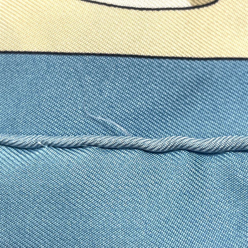 エルメス カレ 90 CHARMES DES PLAGES NORMANDES ノルマンディ海岸の魅力 スカーフ シルク ライトブルー マルチカラー レディース 【中古】brbag