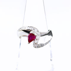 ルビー デザインリング リング 12号 Pt900 ルビー ダイヤモンド レディース ノンブランドジュエリー 【中古】nbjwl