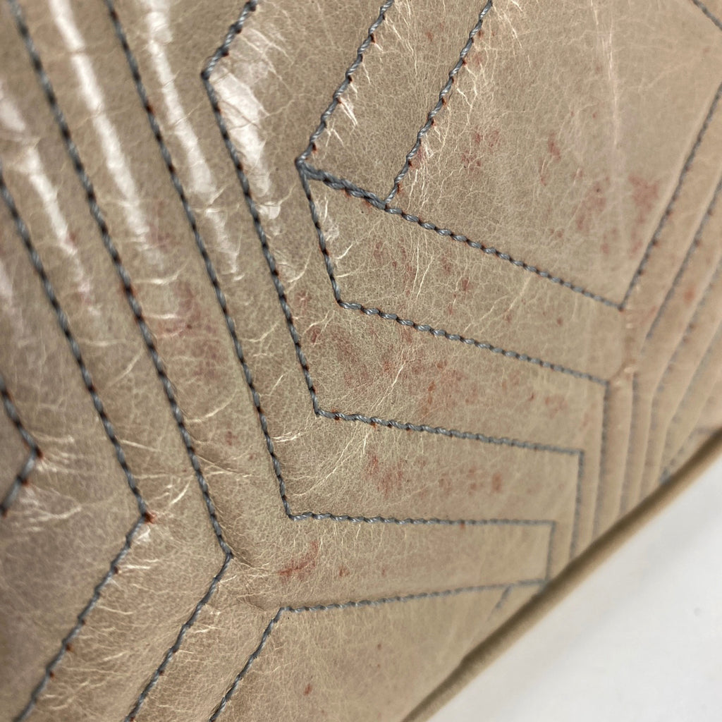 ミュウ ミュウ ロゴ ハンドバッグ 手提げ ハンドバッグ レザー グリーンベージュ RN0928 レディース 【中古】brbag