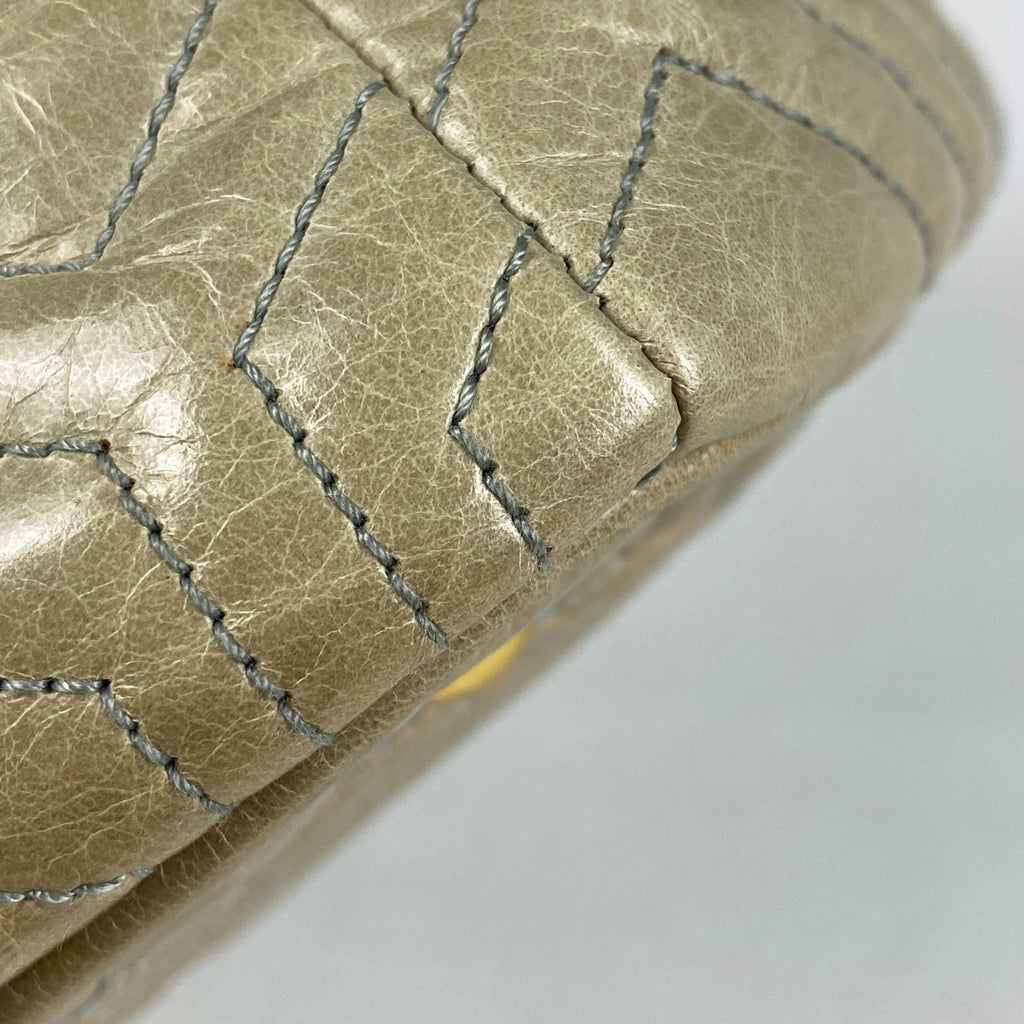 ミュウ ミュウ ロゴ ハンドバッグ 手提げ ハンドバッグ レザー グリーンベージュ RN0928 レディース 【中古】brbag