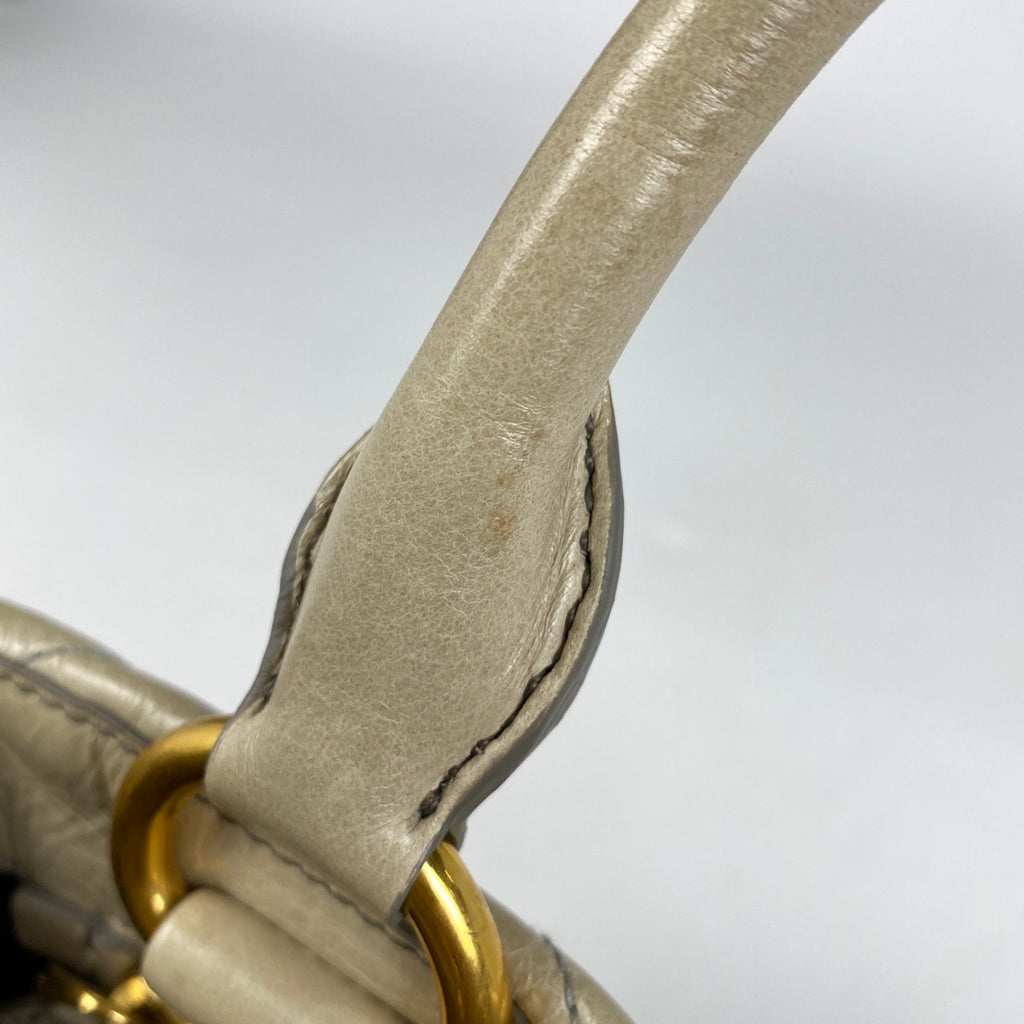 ミュウ ミュウ ロゴ ハンドバッグ 手提げ ハンドバッグ レザー グリーンベージュ RN0928 レディース 【中古】brbag