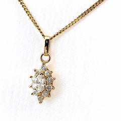 メレダイヤ デザインネックレス YG イエローゴールド ペンダント ネックレス K18 ダイヤモンド レディース 【中古】nbjwl