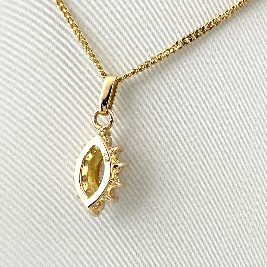 メレダイヤ デザインネックレス YG イエローゴールド ペンダント ネックレス K18 ダイヤモンド レディース 【中古】nbjwl