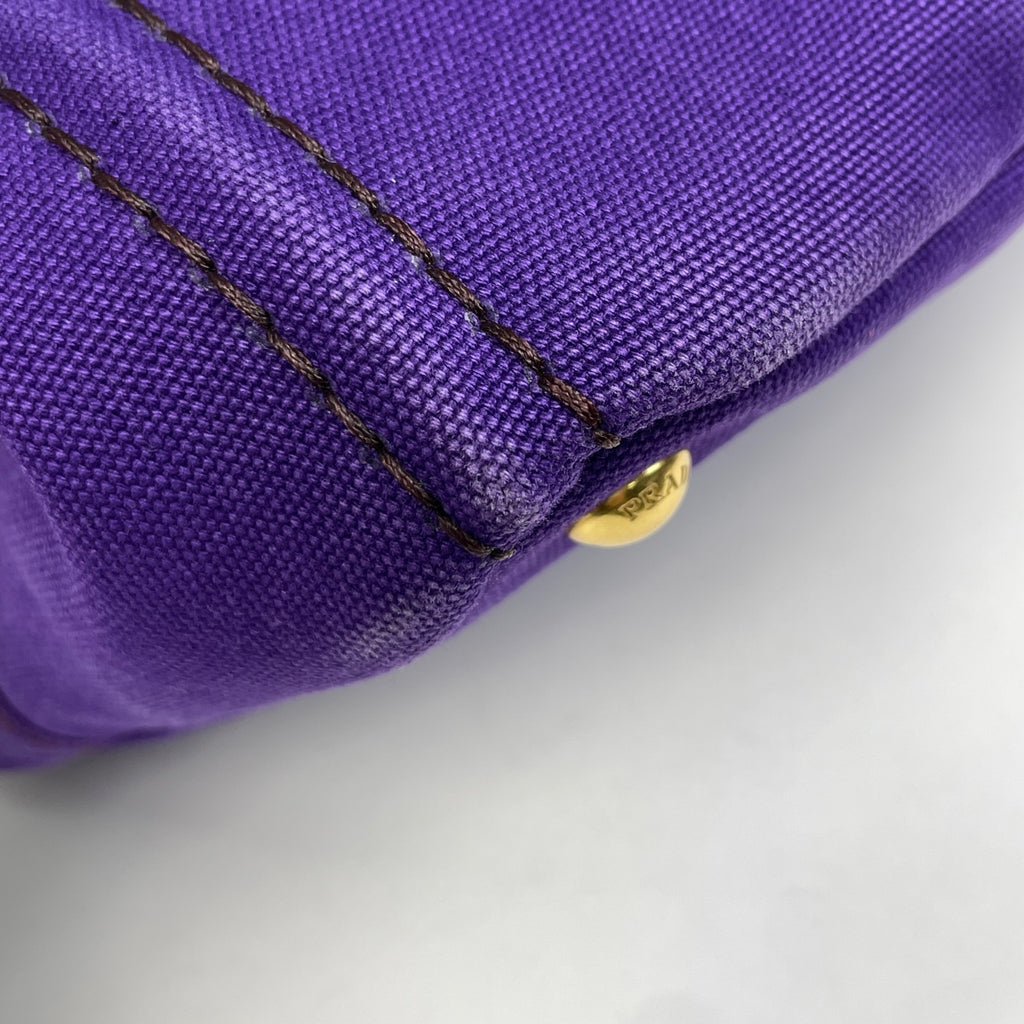 プラダ カナパ トート ロゴ ハンドバッグ トートバッグ キャンバス パープル レディース 【中古】brbag