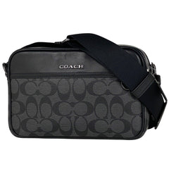 コーチ シグネチャー ショルダーバッグ 斜め掛け ショルダーバッグ コーティングキャンバス ブラック メンズ 【中古】brbag
