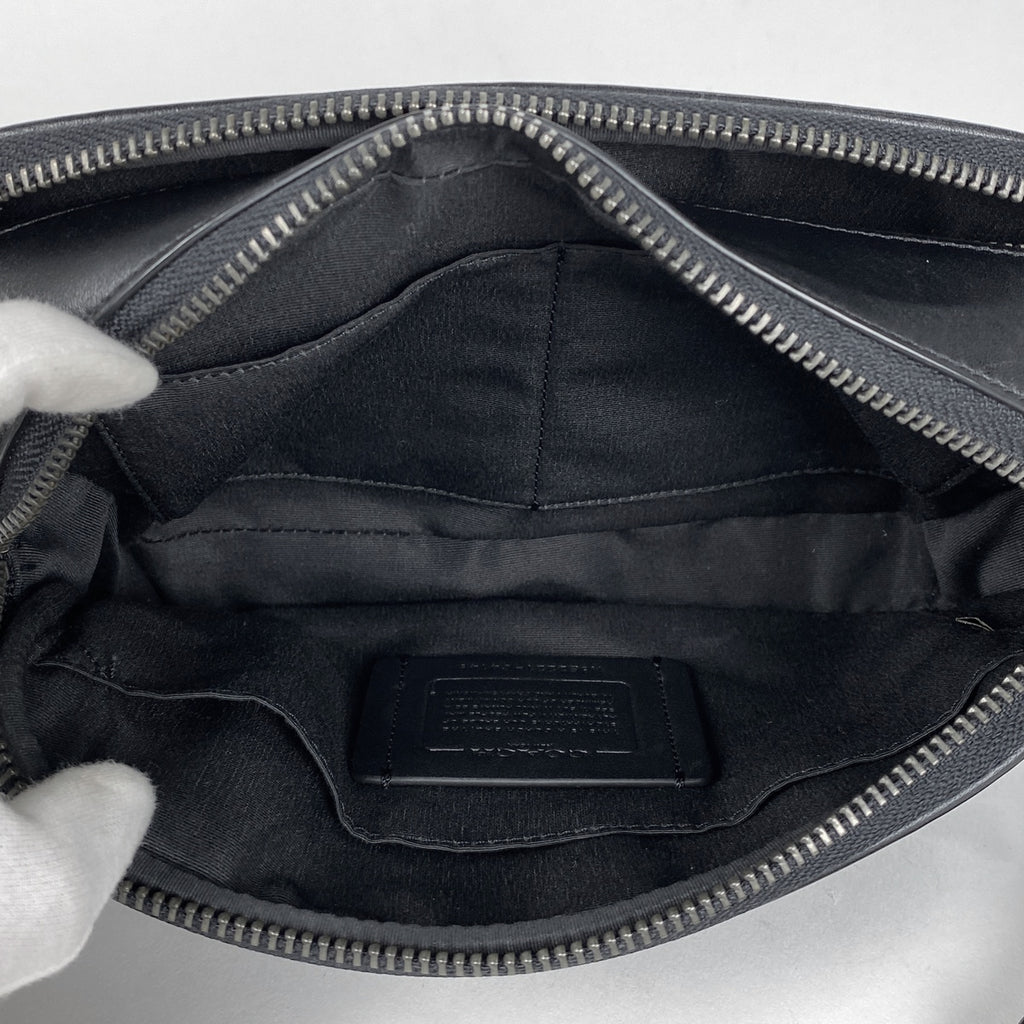 コーチ シグネチャー ショルダーバッグ 斜め掛け ショルダーバッグ コーティングキャンバス ブラック メンズ 【中古】brbag