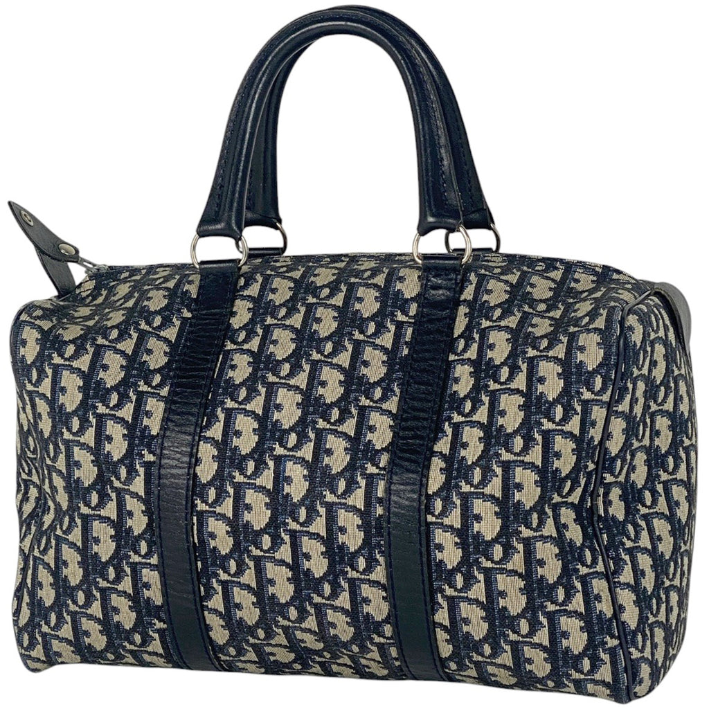 クリスチャンディオール トロッター柄 ハンドバッグ ロゴ ミニボストン ハンドバッグ キャンバス ネイビー レディース 【中古】brbag