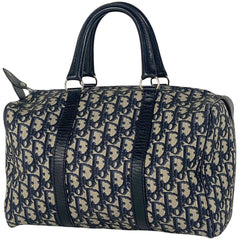 クリスチャンディオール トロッター柄 ハンドバッグ ロゴ ミニボストン ハンドバッグ キャンバス ネイビー レディース 【中古】brbag