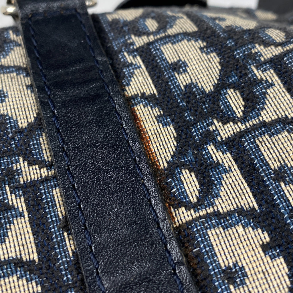 クリスチャンディオール トロッター柄 ハンドバッグ ロゴ ミニボストン ハンドバッグ キャンバス ネイビー レディース 【中古】brbag