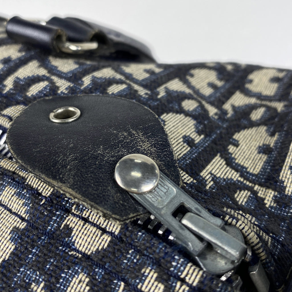 クリスチャンディオール トロッター柄 ハンドバッグ ロゴ ミニボストン ハンドバッグ キャンバス ネイビー レディース 【中古】brbag