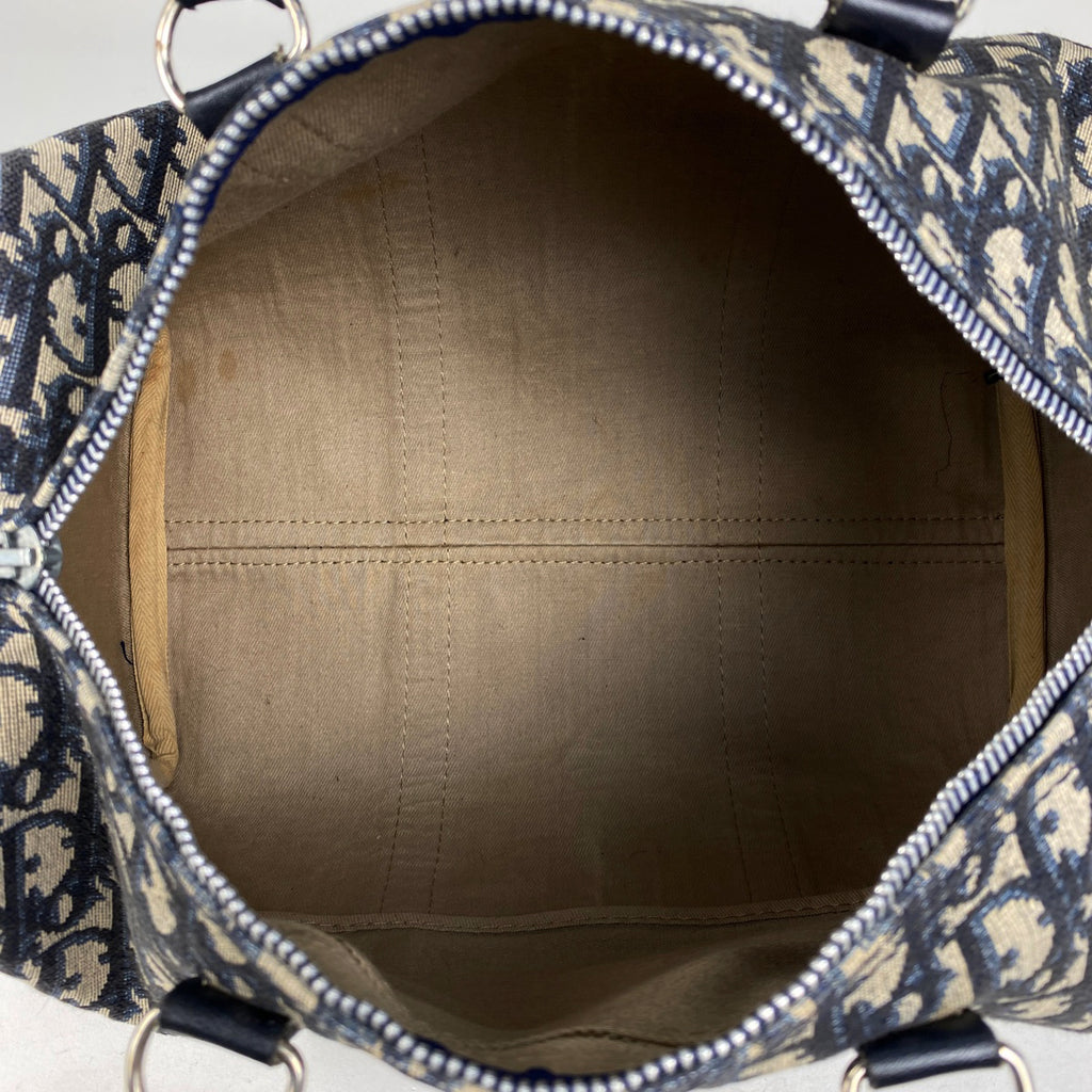 クリスチャンディオール トロッター柄 ハンドバッグ ロゴ ミニボストン ハンドバッグ キャンバス ネイビー レディース 【中古】brbag