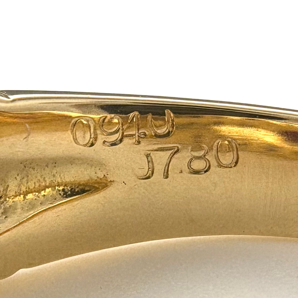 ルビー デザインリング YG イエローゴールド 指輪 メレダイヤ リング 13号 K18 ルビー ダイヤモンド レディース 【中古】nbjwl