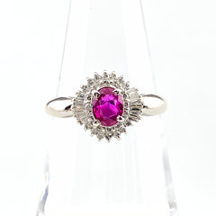 ルビー デザインリング プラチナ 指輪 メレダイヤ リング 14.5号 Pt900 ルビー ダイヤモンド レディース 【中古】nbjwl