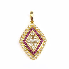 ルビー デザインペンダントトップ YG イエローゴールド メレダイヤ ペンダントトップ K18 ダイヤモンド レディース 【中古】nbjwl