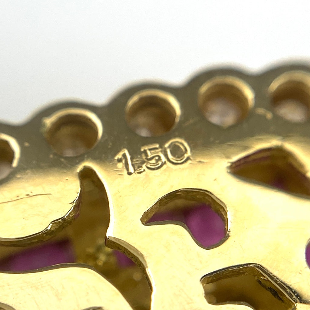 ルビー デザインペンダントトップ YG イエローゴールド メレダイヤ ペンダントトップ K18 ダイヤモンド レディース 【中古】nbjwl