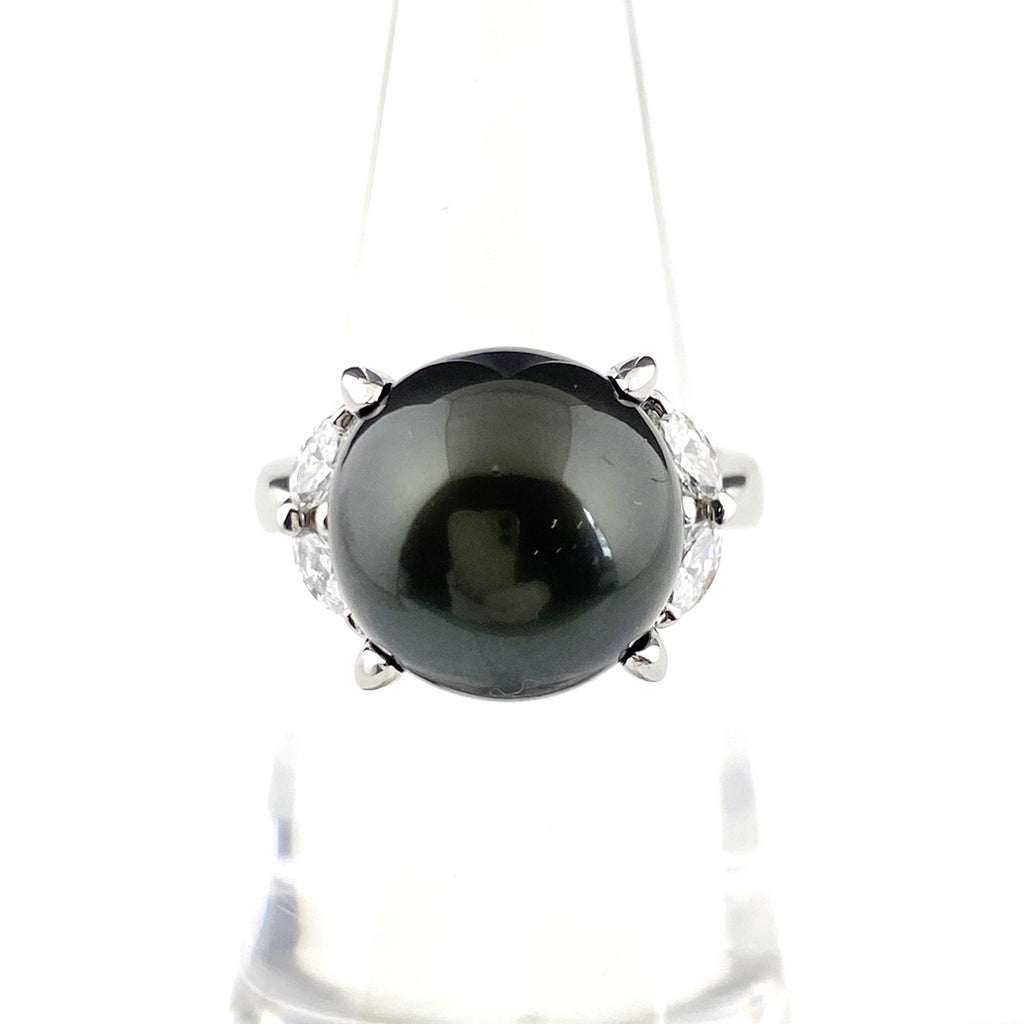 パール デザインリング プラチナ 指輪 メレダイヤ 真珠 リング 10号 Pt900 パール ダイヤモンド レディース 【中古】nbjwl