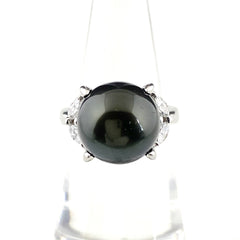 パール デザインリング プラチナ 指輪 メレダイヤ 真珠 リング 10号 Pt900 パール ダイヤモンド レディース 【中古】nbjwl