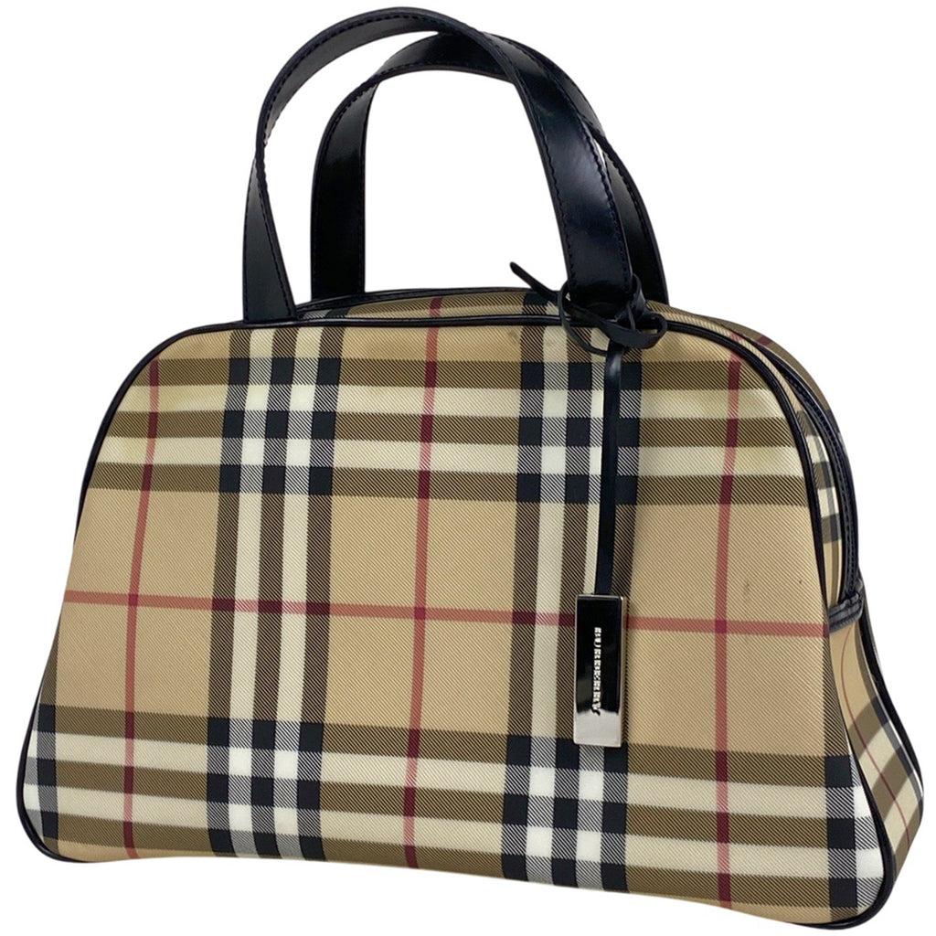 バーバリー チェック柄 ハンドバッグ コーティングキャンバス ベージュ レディース 【中古】brbag