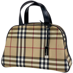 バーバリー チェック柄 ハンドバッグ コーティングキャンバス ベージュ レディース 【中古】brbag