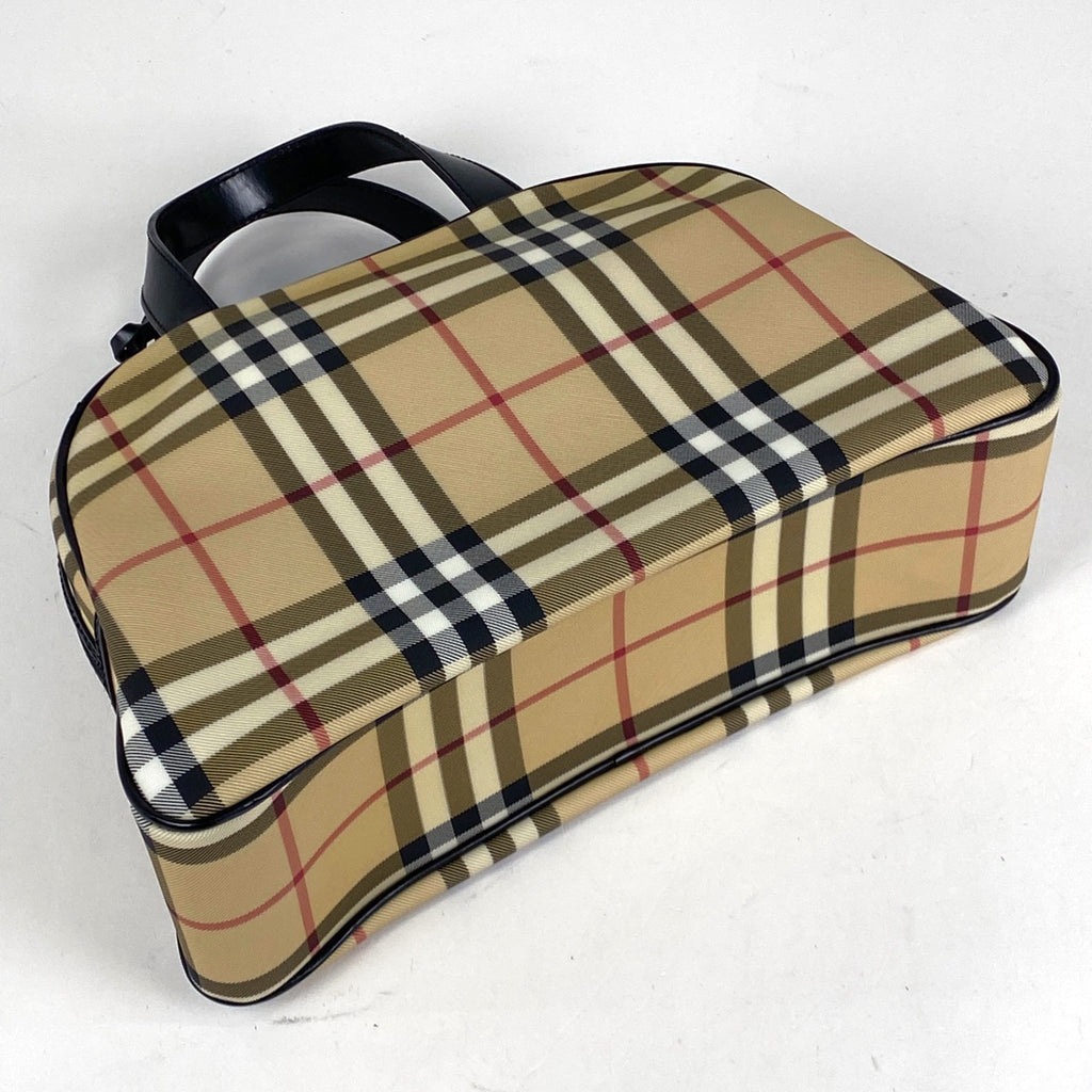 バーバリー チェック柄 ハンドバッグ コーティングキャンバス ベージュ レディース 【中古】brbag
