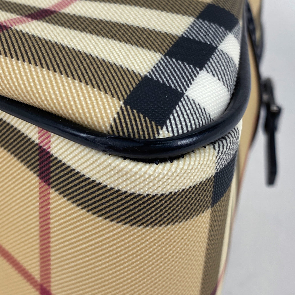 バーバリー チェック柄 ハンドバッグ コーティングキャンバス ベージュ レディース 【中古】brbag