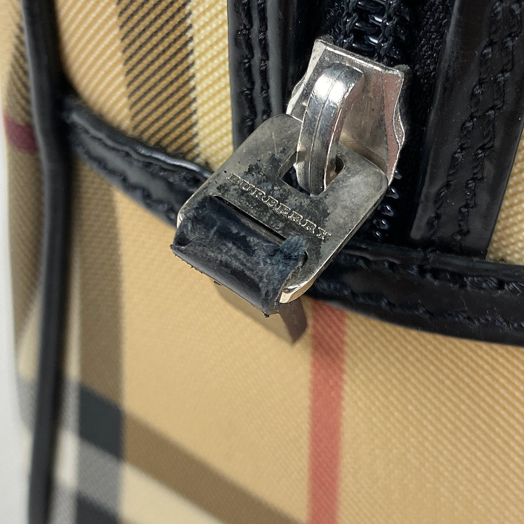 バーバリー チェック柄 ハンドバッグ コーティングキャンバス ベージュ レディース 【中古】brbag