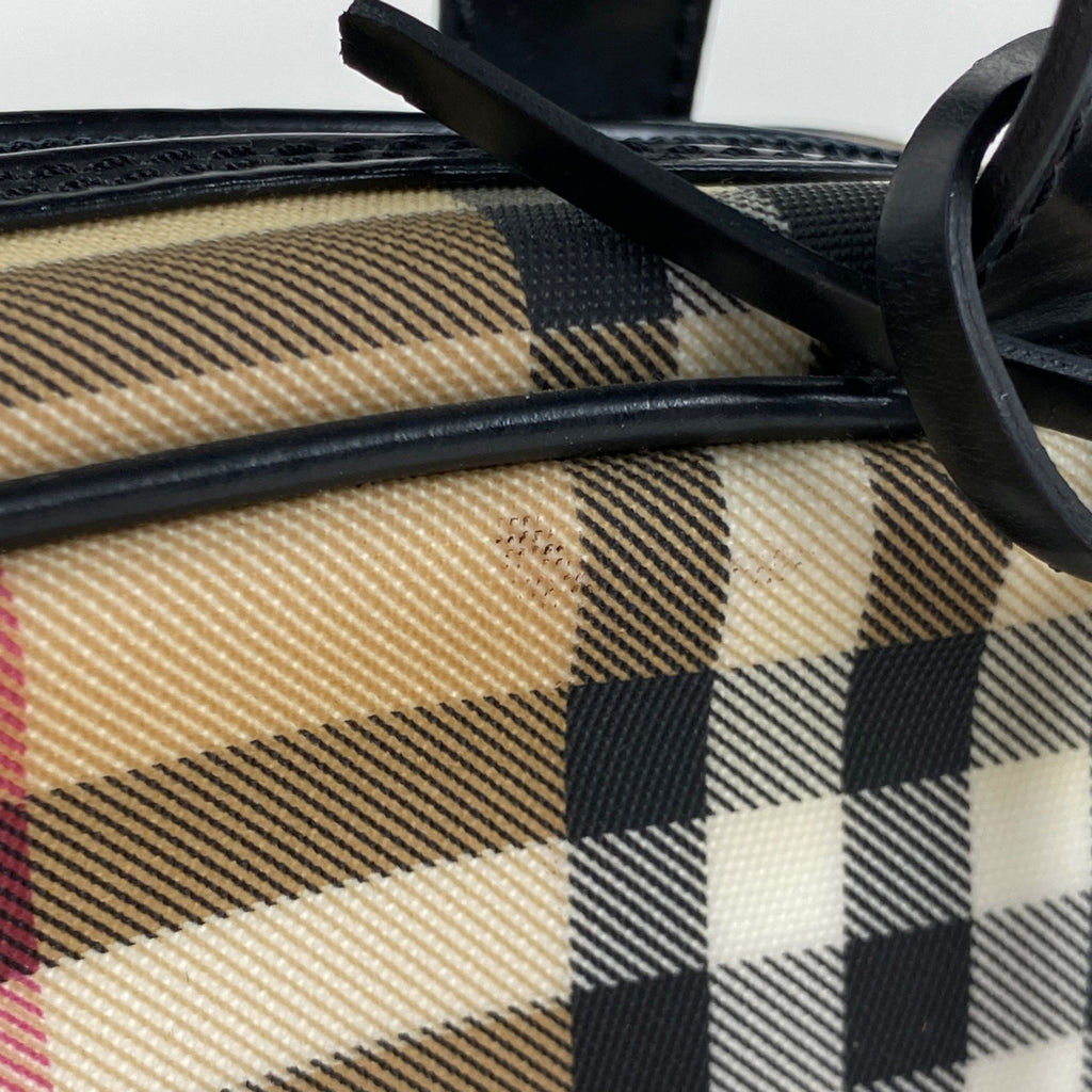 バーバリー チェック柄 ハンドバッグ コーティングキャンバス ベージュ レディース 【中古】brbag