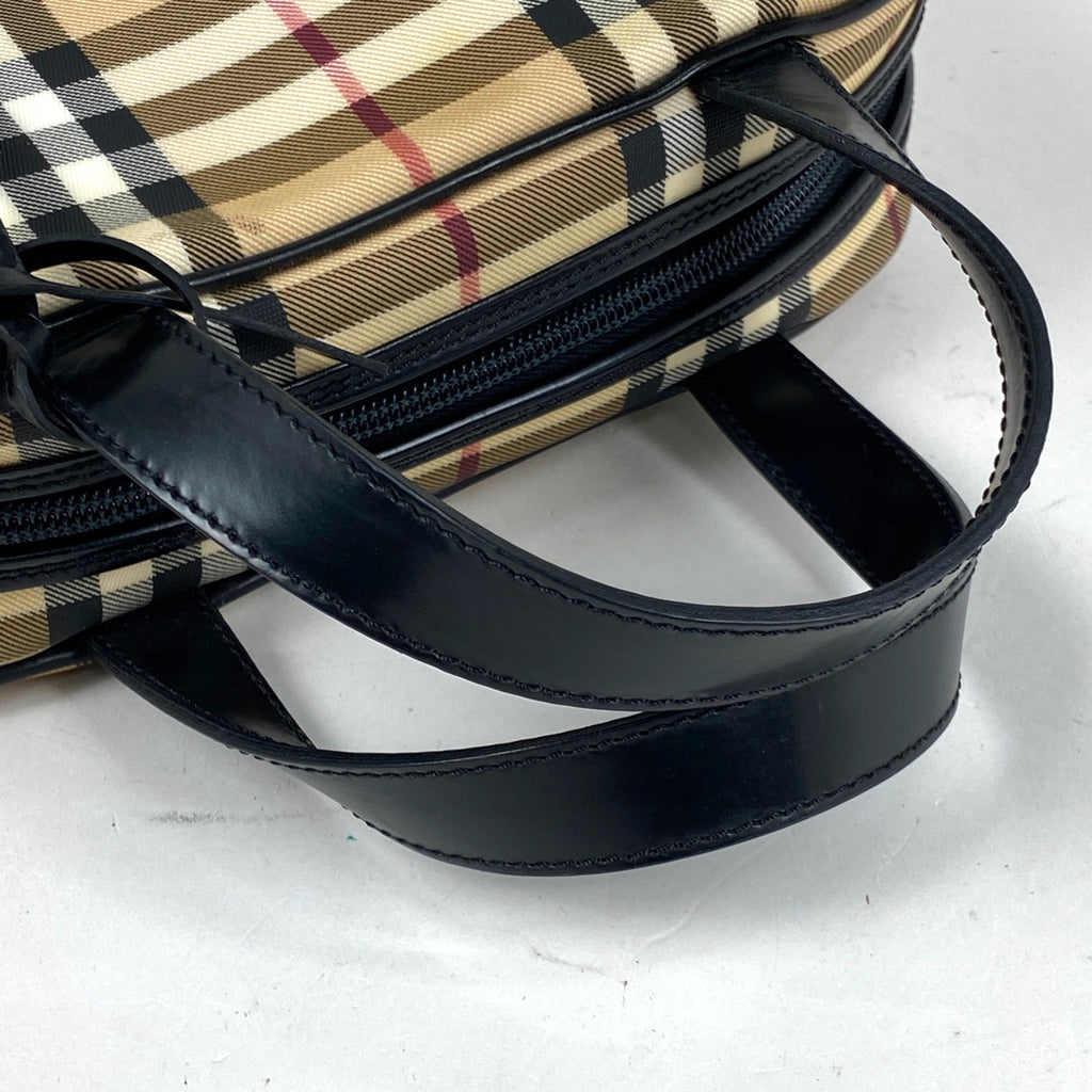 バーバリー チェック柄 ハンドバッグ コーティングキャンバス ベージュ レディース 【中古】brbag