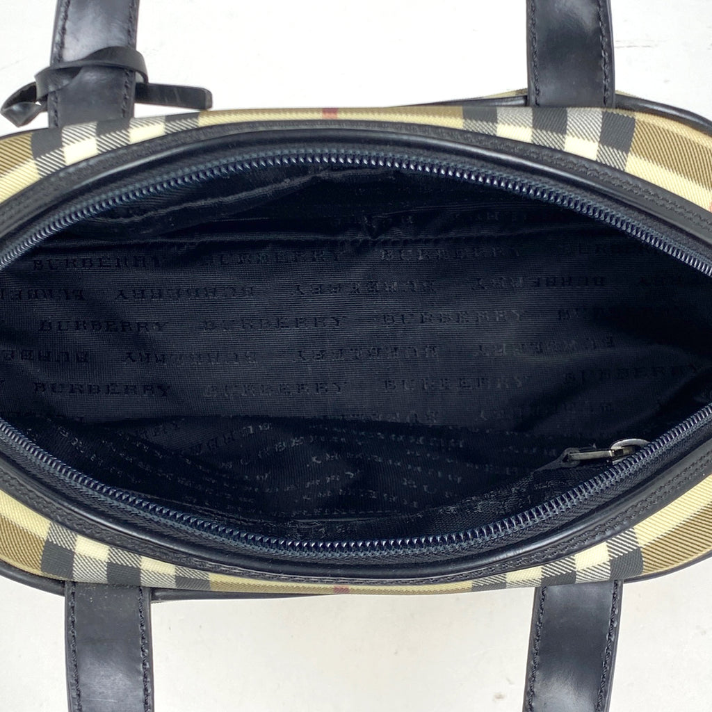 バーバリー チェック柄 ハンドバッグ コーティングキャンバス ベージュ レディース 【中古】brbag