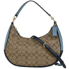 コーチ シグネチャー ショルダーバッグ ワンショルダー ハンドバッグ ショルダーバッグ コーティングキャンバス ブラウン ブルー レディース 【中古】brbag