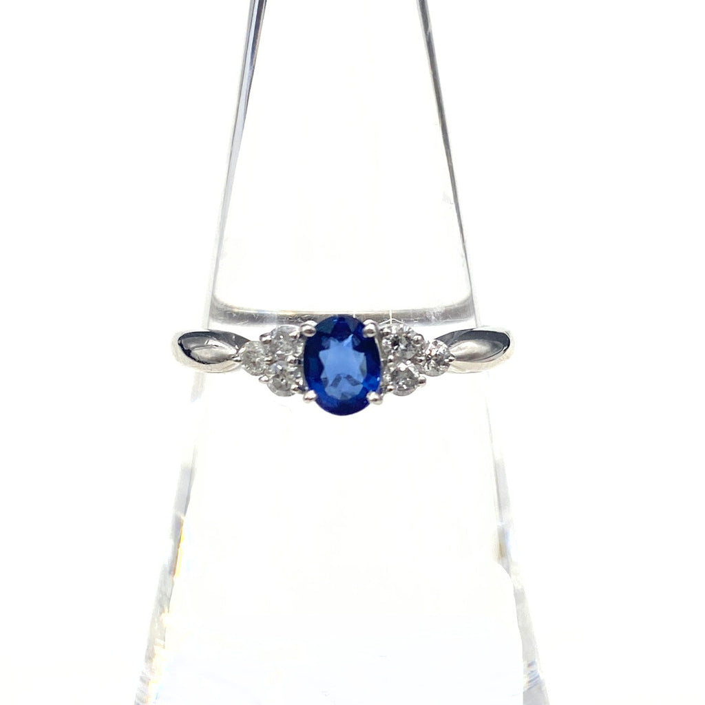 サファイア デザインリング プラチナ メレダイヤ 指輪 リング 13.5号 Pt900 サファイア ダイヤモンド レディース 【中古】nbjwl