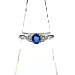 サファイア デザインリング プラチナ メレダイヤ 指輪 リング 13.5号 Pt900 サファイア ダイヤモンド レディース 【中古】nbjwl