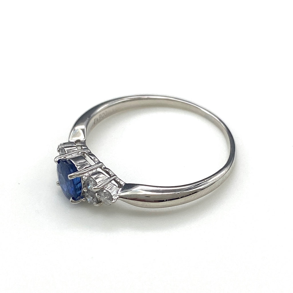 サファイア デザインリング プラチナ メレダイヤ 指輪 リング 13.5号 Pt900 サファイア ダイヤモンド レディース 【中古】nbjwl