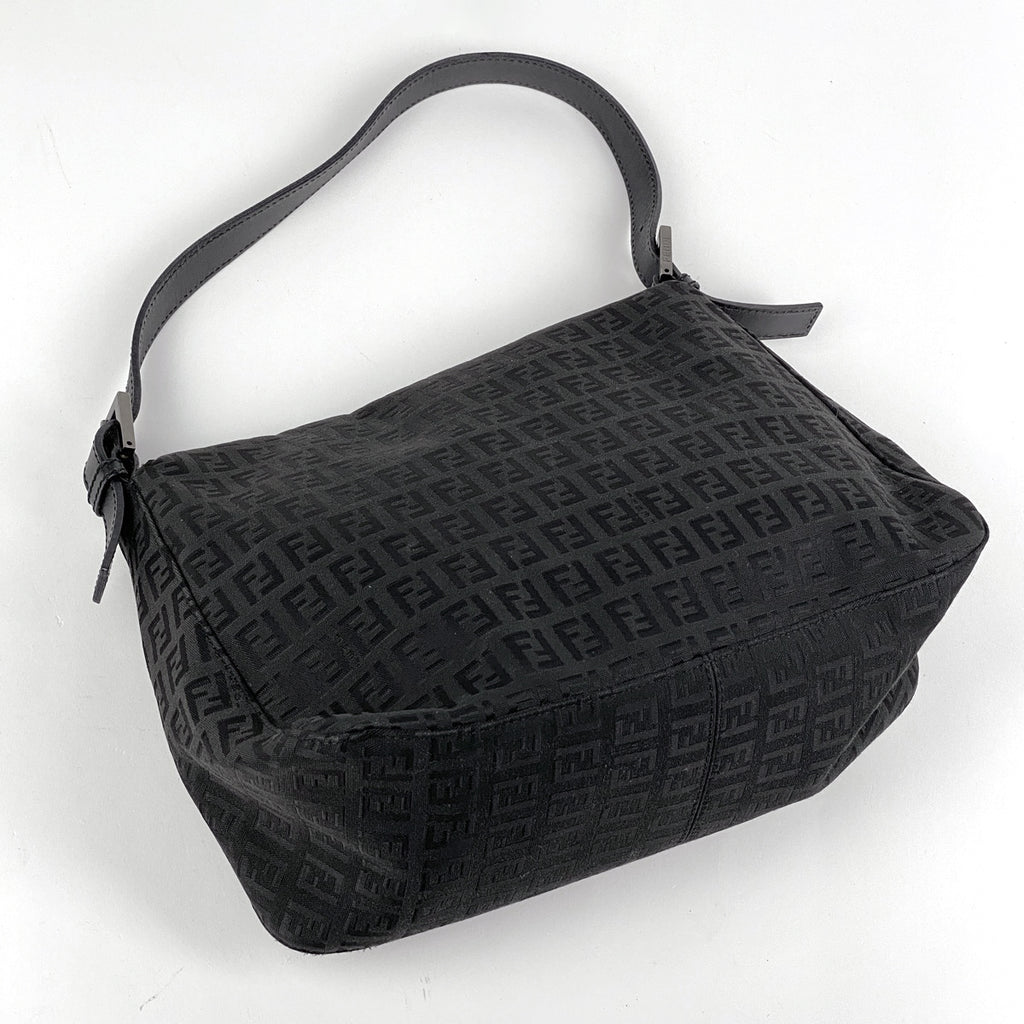 フェンディ ズッキーノ柄 ショルダーバッグ マンマバケット ワンショルダー ショルダーバッグ キャンバス ブラック 8BR001 レディース 【中古】brbag