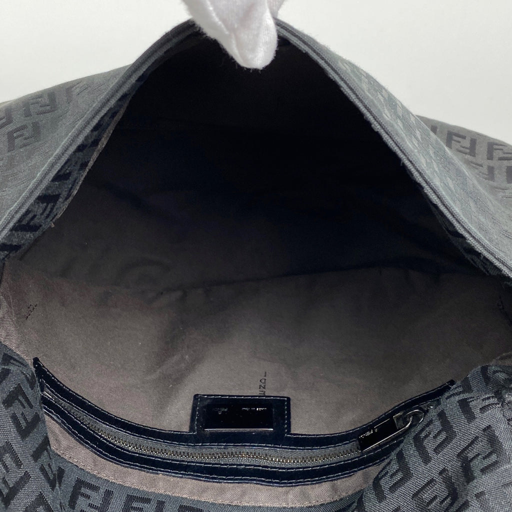 フェンディ ズッキーノ柄 ショルダーバッグ マンマバケット ワンショルダー ショルダーバッグ キャンバス ブラック 8BR001 レディース 【中古】brbag