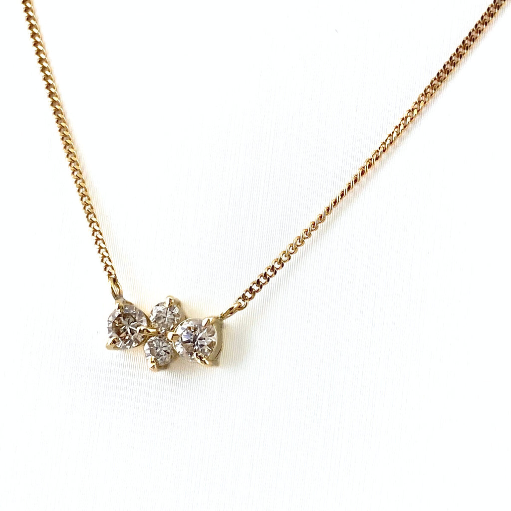 メレダイヤ デザインネックレス YG イエローゴールド ペンダント ネックレス K18 ダイヤモンド レディース 【中古】nbjwl