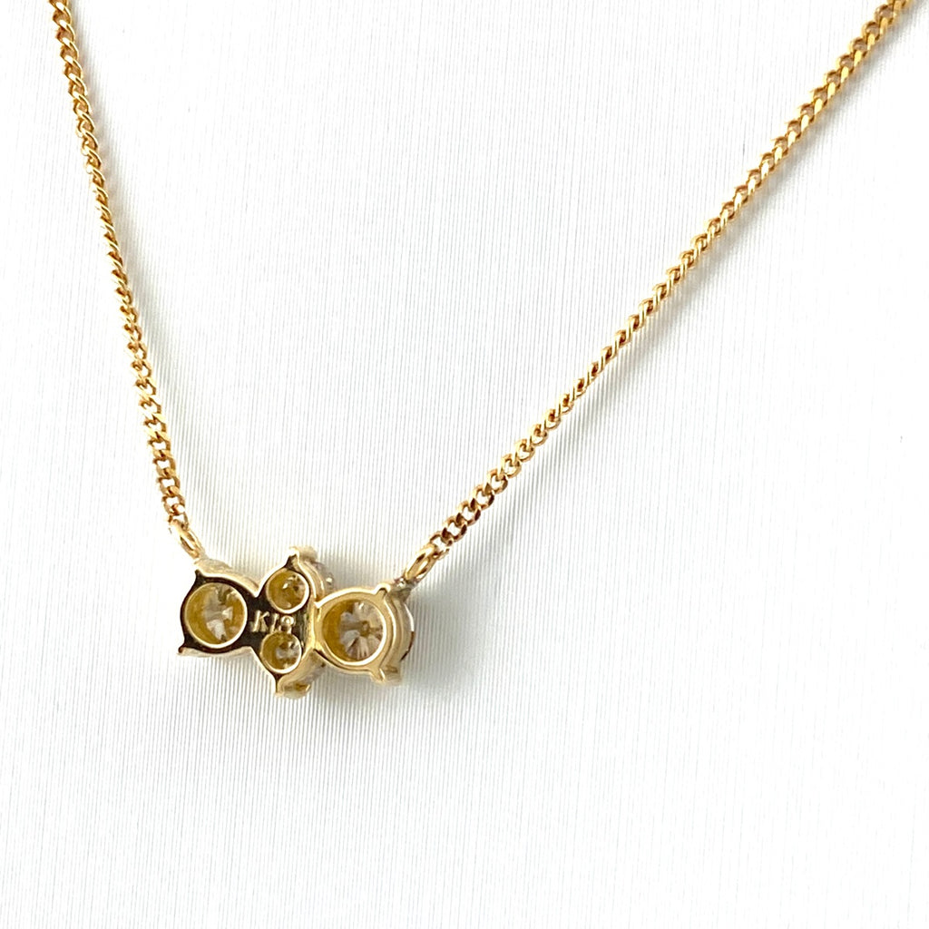 メレダイヤ デザインネックレス YG イエローゴールド ペンダント ネックレス K18 ダイヤモンド レディース 【中古】nbjwl