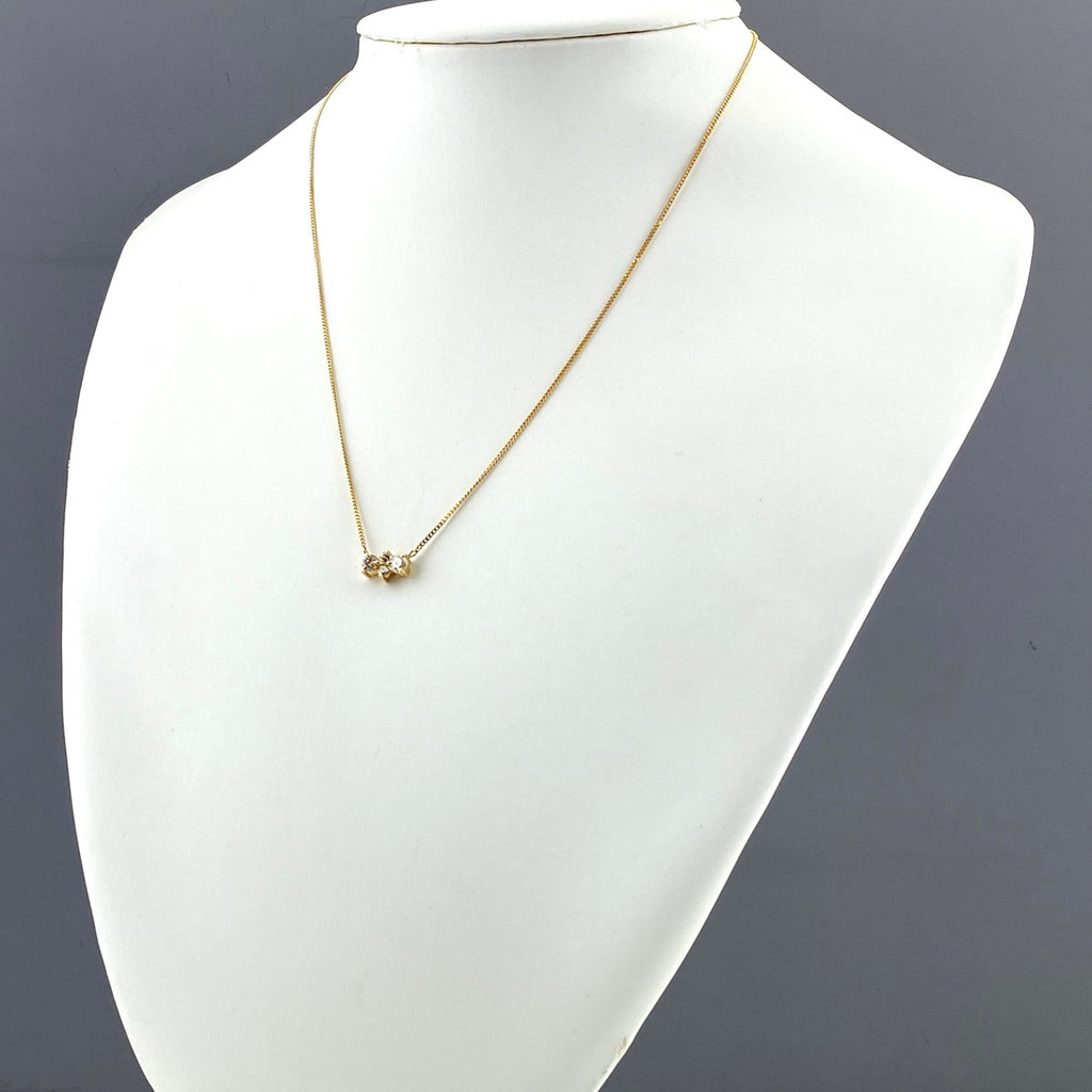 メレダイヤ デザインネックレス YG イエローゴールド ペンダント ネックレス K18 ダイヤモンド レディース 【中古】nbjwl