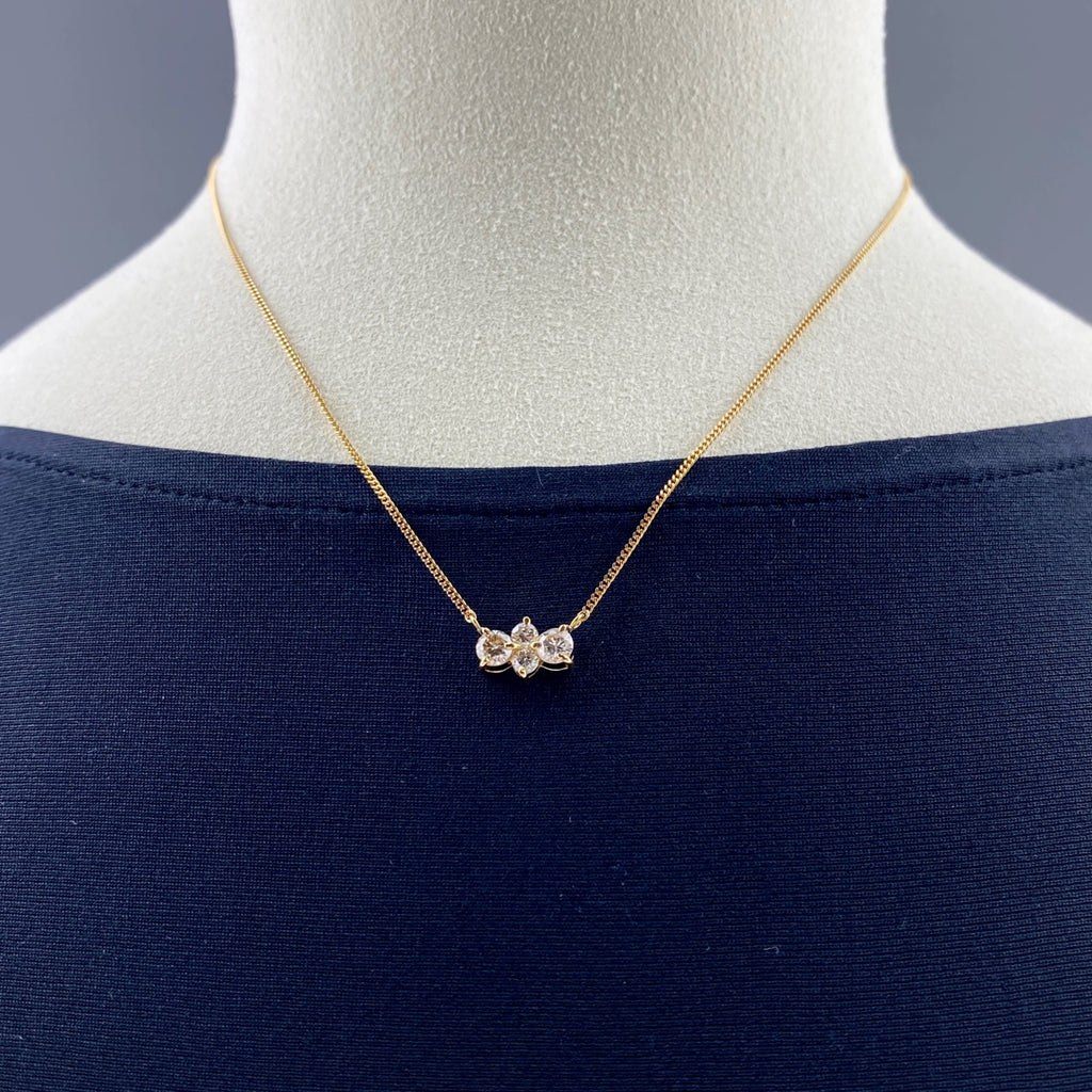 メレダイヤ デザインネックレス YG イエローゴールド ペンダント ネックレス K18 ダイヤモンド レディース 【中古】nbjwl