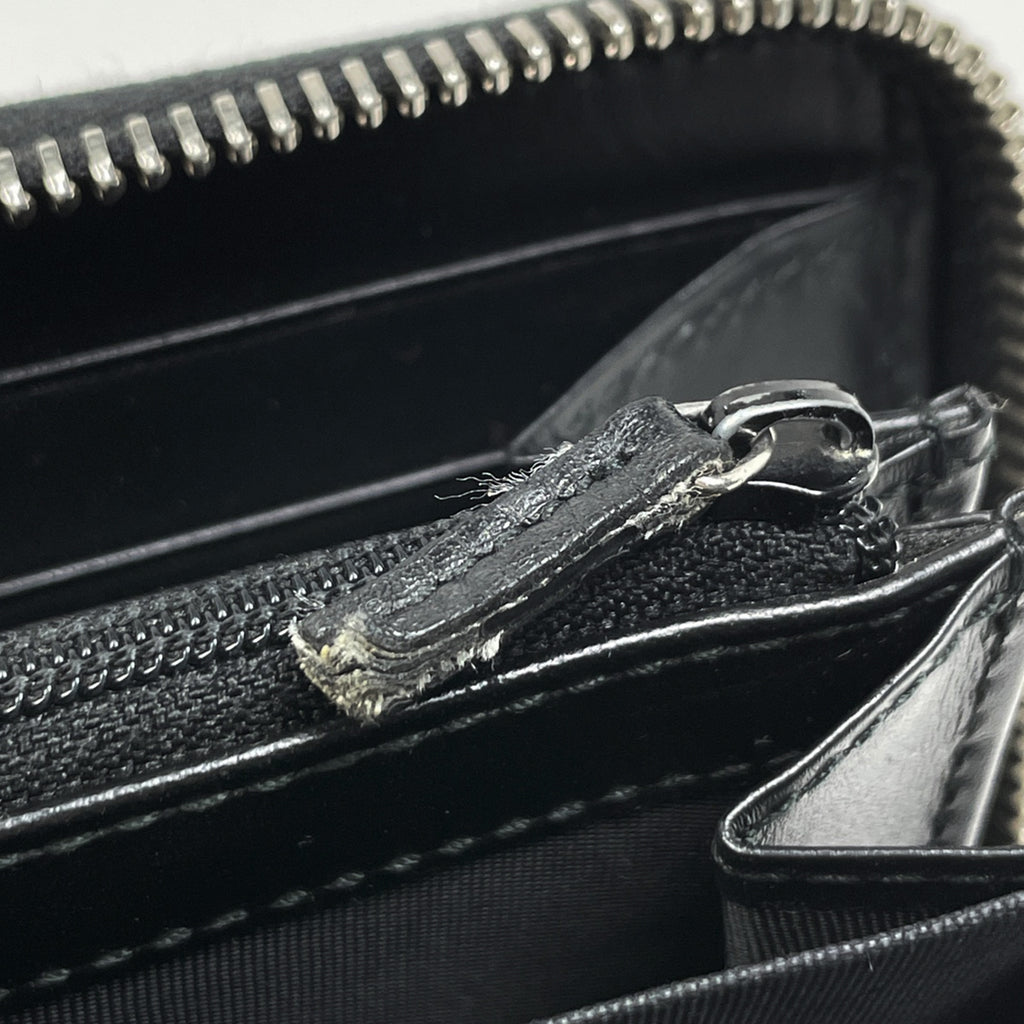 グッチ グッチシマ ラウンドファスナー 長財布 ラウンドジップ 長財布 シマレザー ブラック 408889 メンズ 【中古】brbag