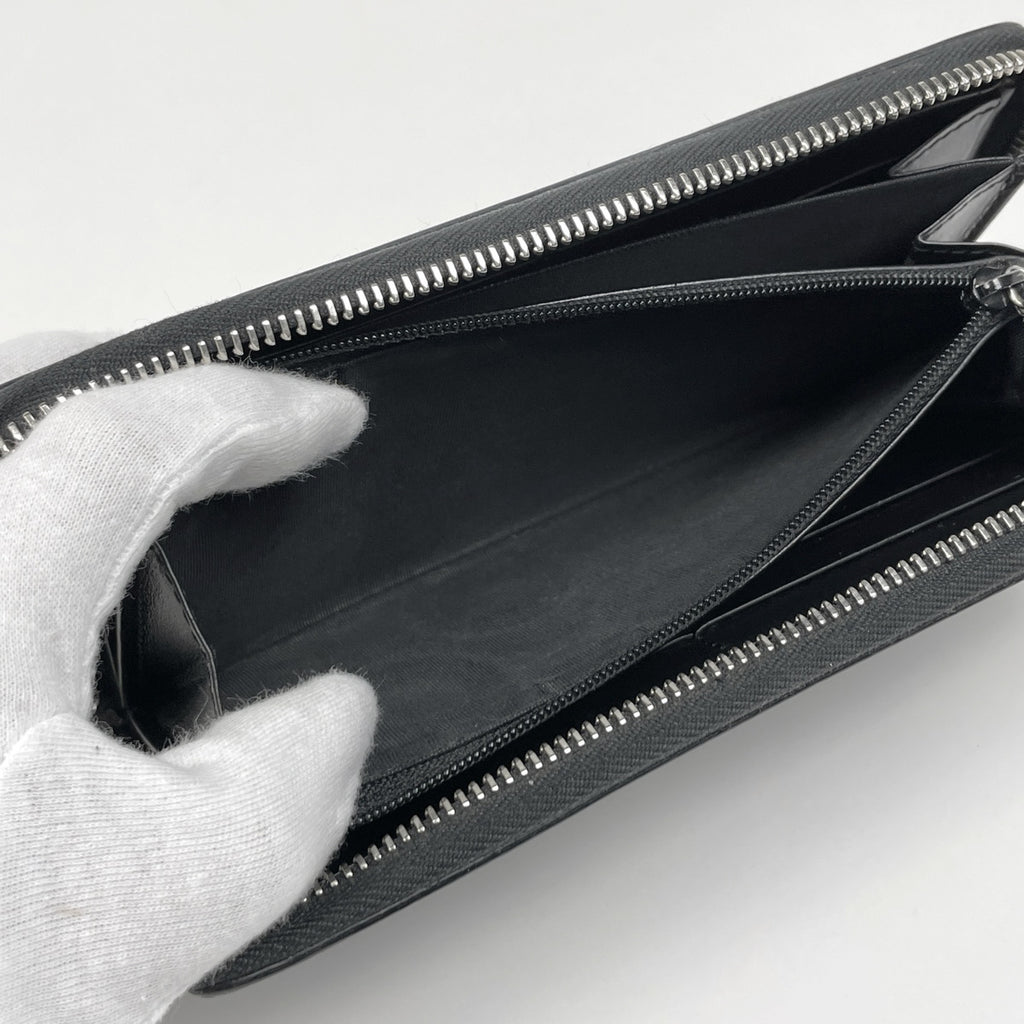 グッチ グッチシマ ラウンドファスナー 長財布 ラウンドジップ 長財布 シマレザー ブラック 408889 メンズ 【中古】brbag