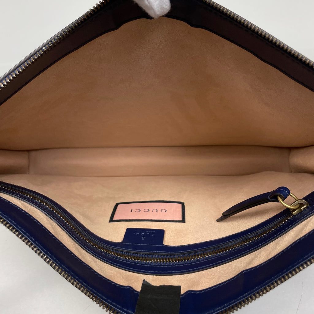 グッチ グッチゴースト ショルダーバッグ クラッチバッグ 星 ショルダーバッグ レザー ネイビー 429004 メンズ 【中古】brbag