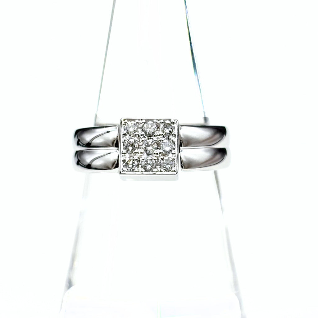 トルマリン デザインリング WG ホワイトゴールド 指輪 メレダイヤ リング 14号 Pt900 ダイヤモンド レディース 【中古】nbjwl