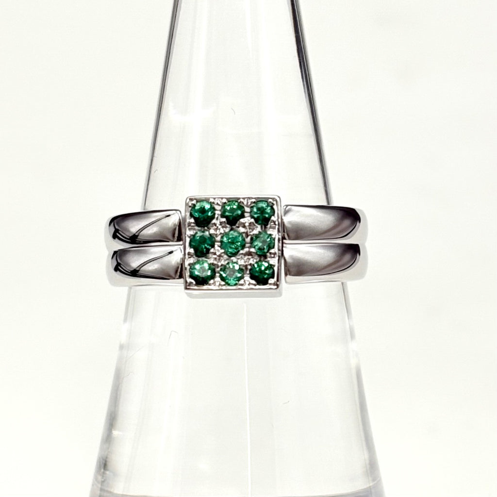 トルマリン デザインリング WG ホワイトゴールド 指輪 メレダイヤ リング 14号 Pt900 ダイヤモンド レディース 【中古】nbjwl