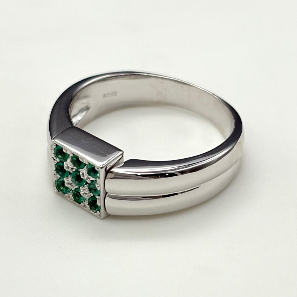 トルマリン デザインリング WG ホワイトゴールド 指輪 メレダイヤ リング 14号 Pt900 ダイヤモンド レディース 【中古】nbjwl