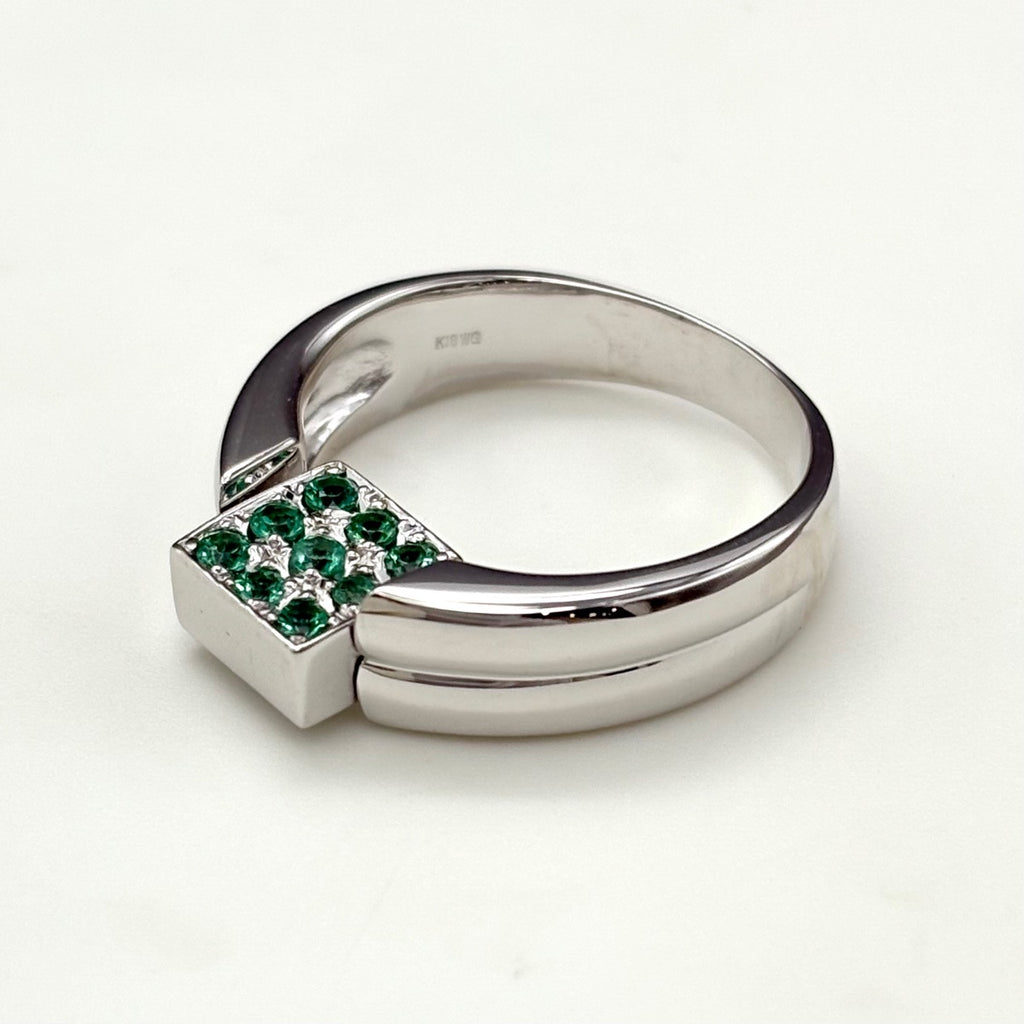 トルマリン デザインリング WG ホワイトゴールド 指輪 メレダイヤ リング 14号 Pt900 ダイヤモンド レディース 【中古】nbjwl