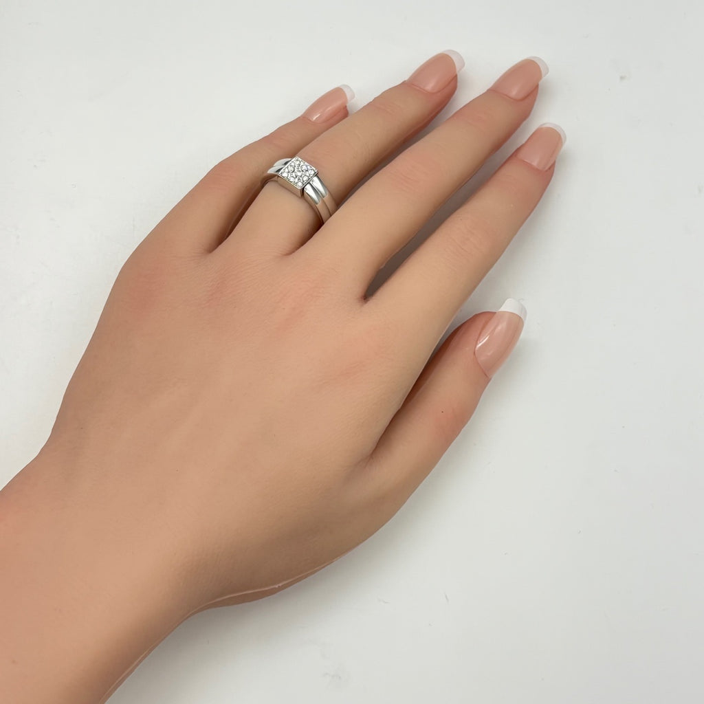 トルマリン デザインリング WG ホワイトゴールド 指輪 メレダイヤ リング 14号 Pt900 ダイヤモンド レディース 【中古】nbjwl