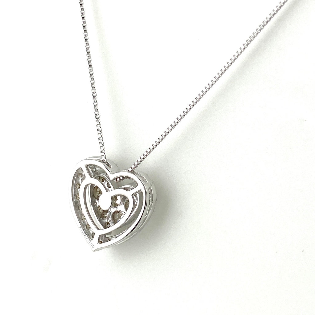 ハートモチーフ デザインリング WG ホワイトゴールド ペンダント ネックレス K18 WG ダイヤモンド レディース 【中古】nbjwl